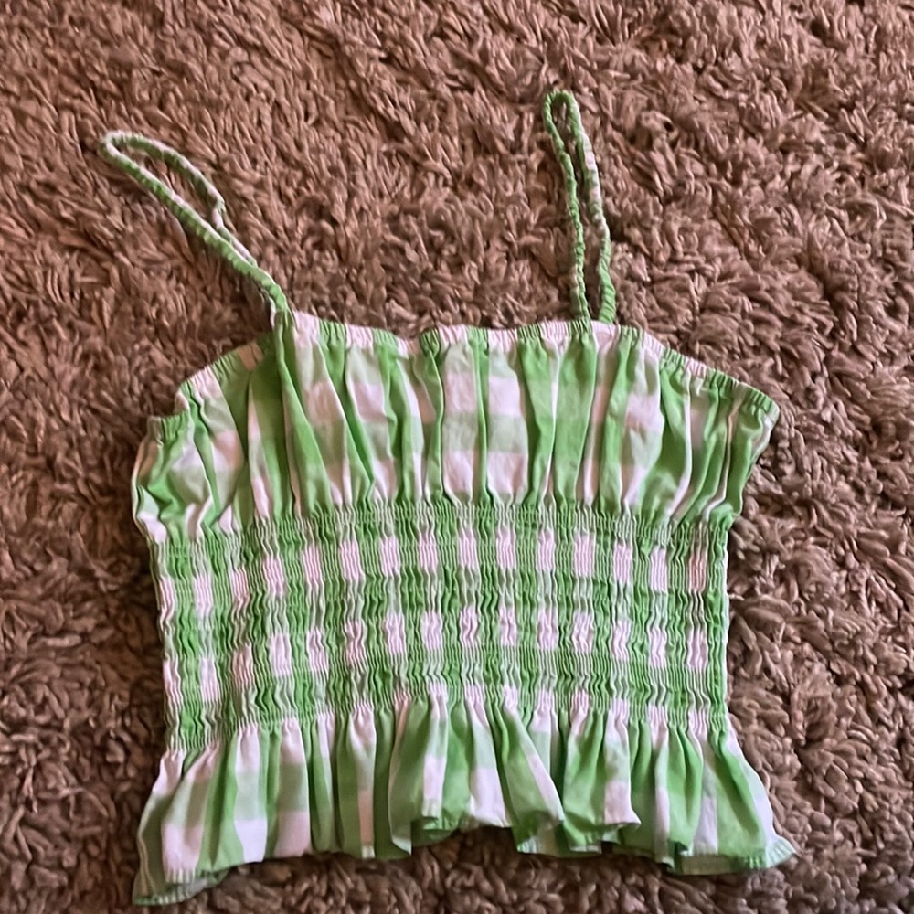 Green plaid tank top crop top